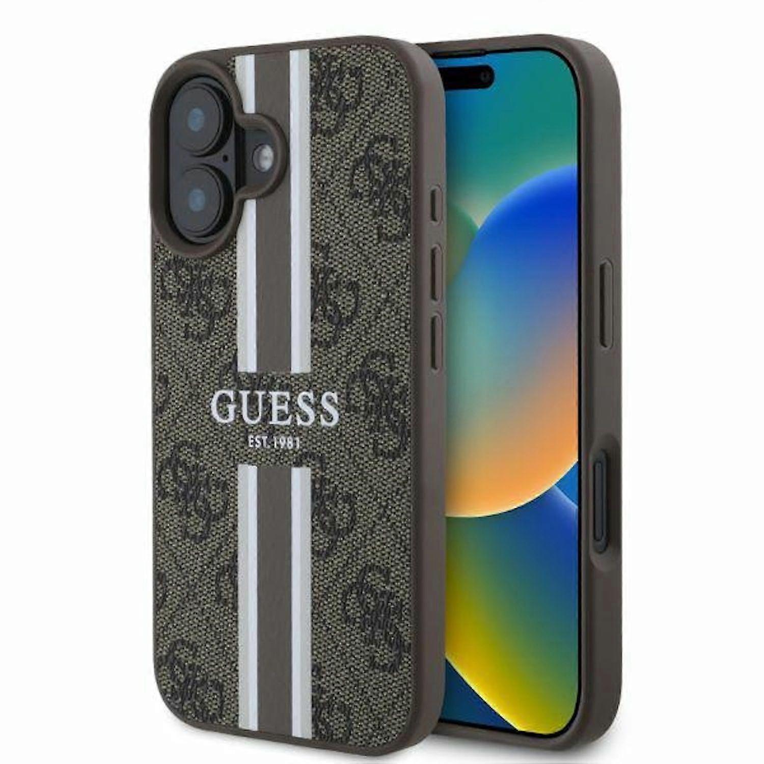 GUESS Apple iPhone 16 Hard Case 4G Strip Design MagSafe