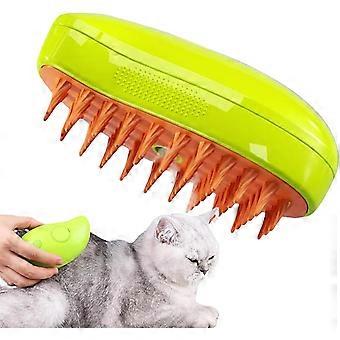 3-in-1 Steam Cat Brush, Steamy Cat Hair Brush for Long and Short Fur, Self-Cleaning Spray Steam Brush - Green