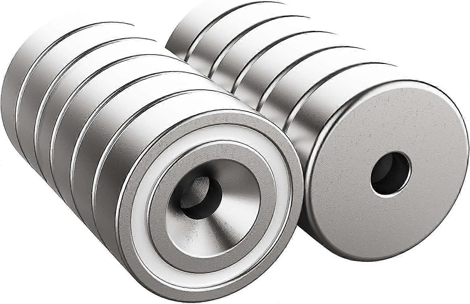 12 Pieces Magnets 6 Kg Force 16 X 5 Mm With Hole And Capsule, Countersunk Pot Magnet With Screws