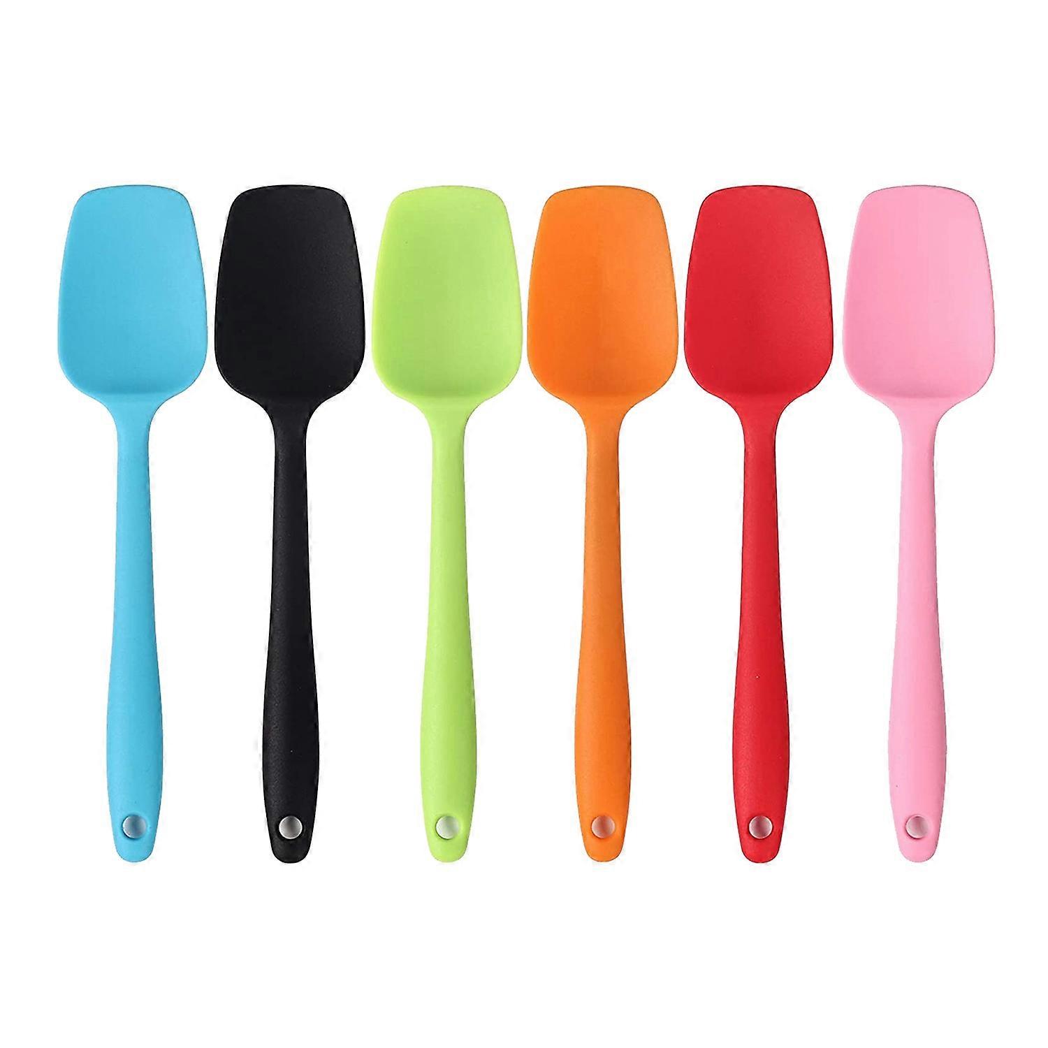 6PCS Silicone Spatulas,Spoon Heat Seamless Design Non-Stick Flexible Scrapers Baking Mixing Tool