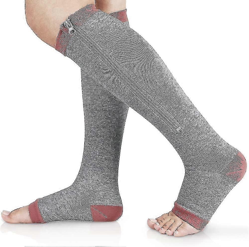15-20mmhg Zipper Compression Socks Compatibile Donne E Uomini Ginocchio Alto Open Toe Calzini Regalo Tw