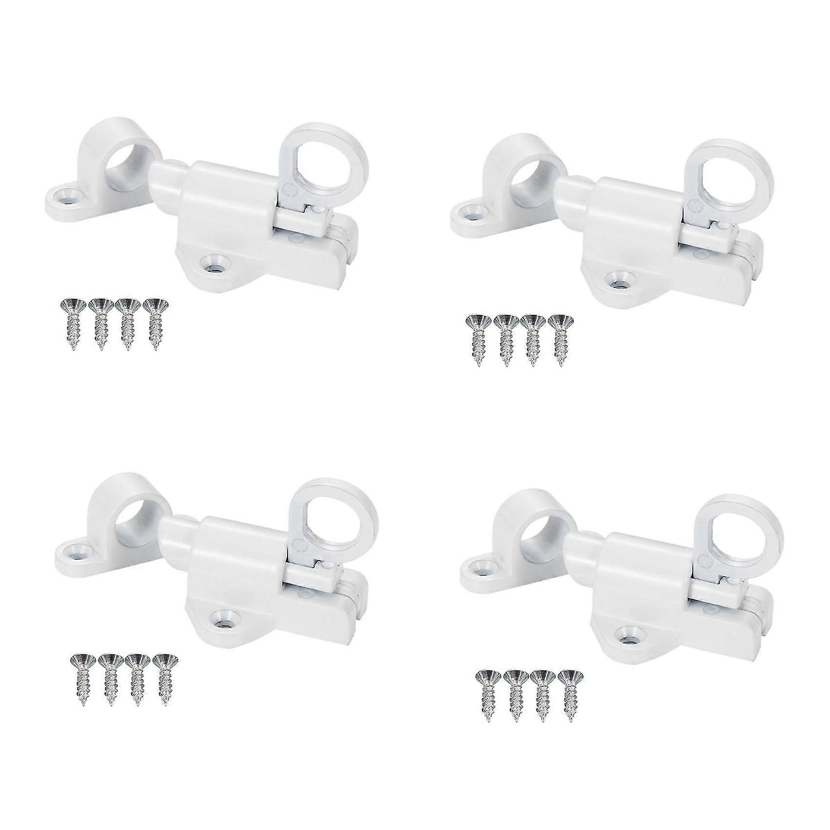 4x Aluminum Alloy Security Automatic Window Gate Lock Spring Bounce Door Bolt Latch, White