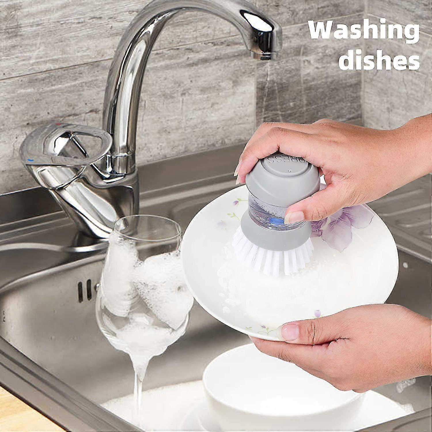 soap dispensing palm brush kitchen mini scrub brush with stand