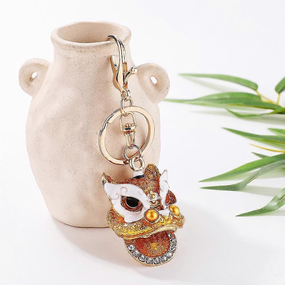 سلسلة مفاتيح صحوة الأسد ، كيرين مطعمة بالماس ، قلادة حقيبة الأسد الصغير على الطراز الصيني ، هدية إبداعية لرقص الأسد فوشان