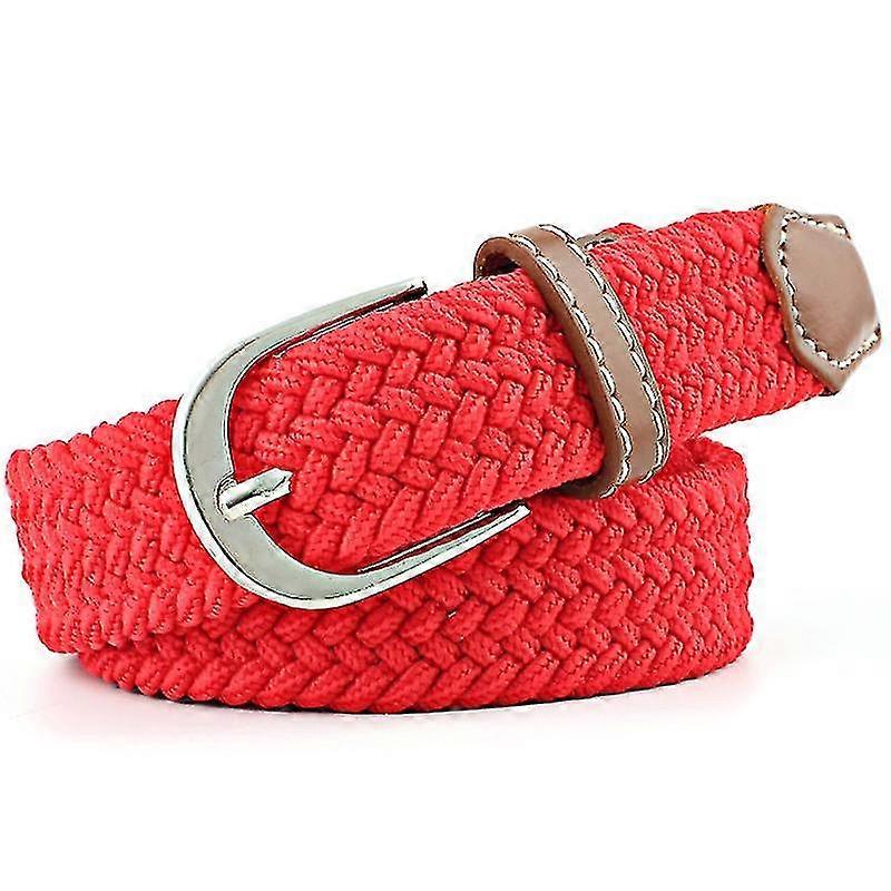 Men Ladies Elasticated Braided Belts Stretch Buckle Belt