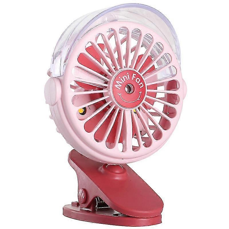 360 degree Portable Clip USB Fan with Humidifer Air Purifier Rechargeable Desktop Mini Fans 3 Speed Super Mute(Red)