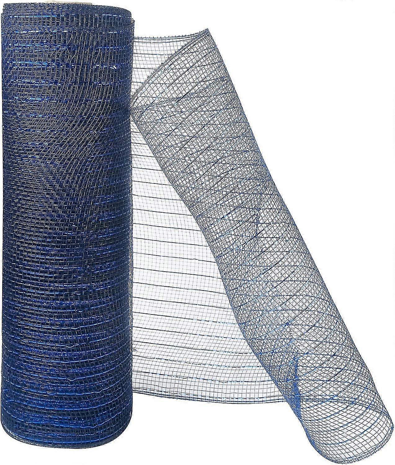 1 Roll Navy Blue Deco Mesh Ribbon 10 In X 30 Ft Poly Mesh Rolls For Diy Wreath