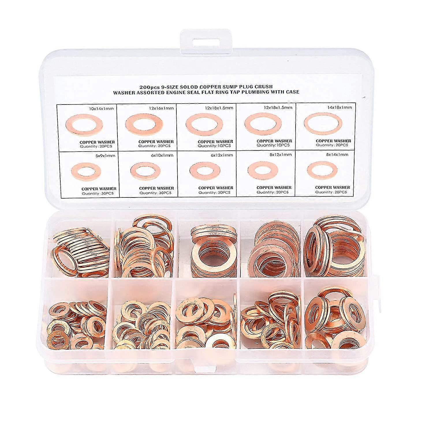 Copper Metal Washers, Sealing Ring Gaskets, Flat Washers, O-ring With Heilwiy Box