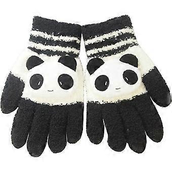 (Svart panda)Kvinnor Vinter Varm Sticka Handskar Kapacitiv Pekskärm Handledshandskar Vantar