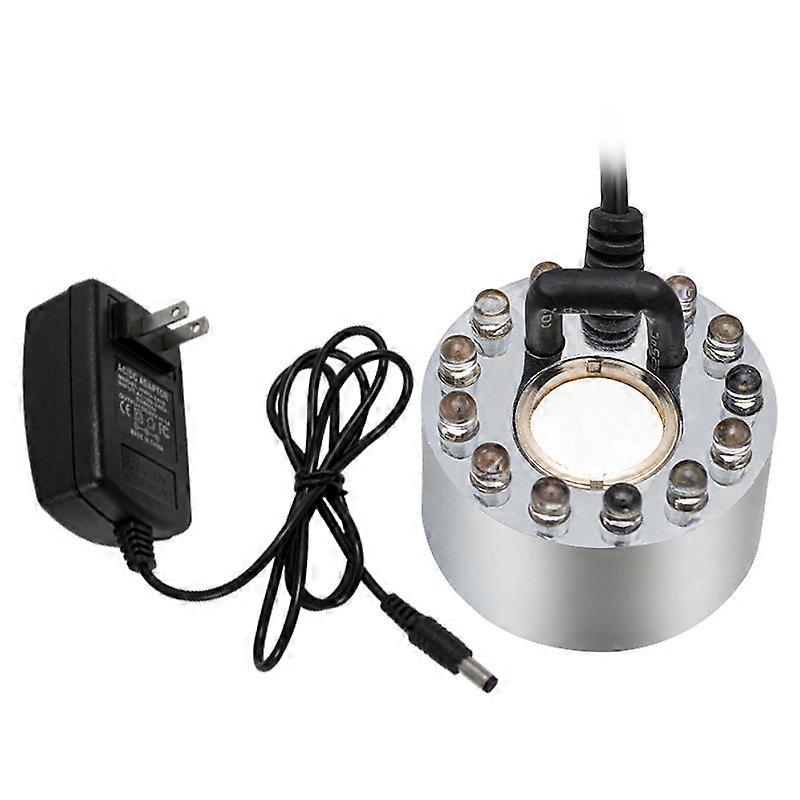 Ultrasonic Fogger with 12 LED 20MM Colorful Lights, 24V Water Fountain Pond Fogger Machine, Ultrasonic Mist Maker Fogger for Rockery Fish Tank (with A