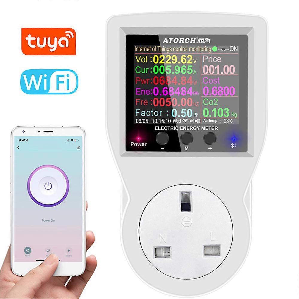 Wifi Intelligent Power Socket Electricity Power Monitor Multi-energy Monitoring Meter 2.4 inch APP Remote Device