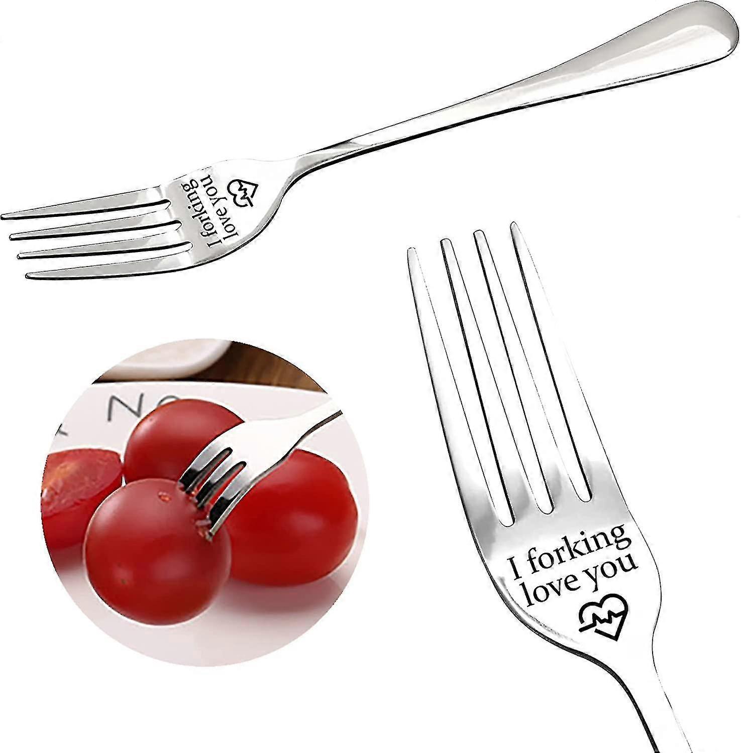 شوكة محفورة أنا شوكة أحبك شوكة الفولاذ المقاوم للصدأ - أنا فوركينغ أحبك حرف شخصية شوكة