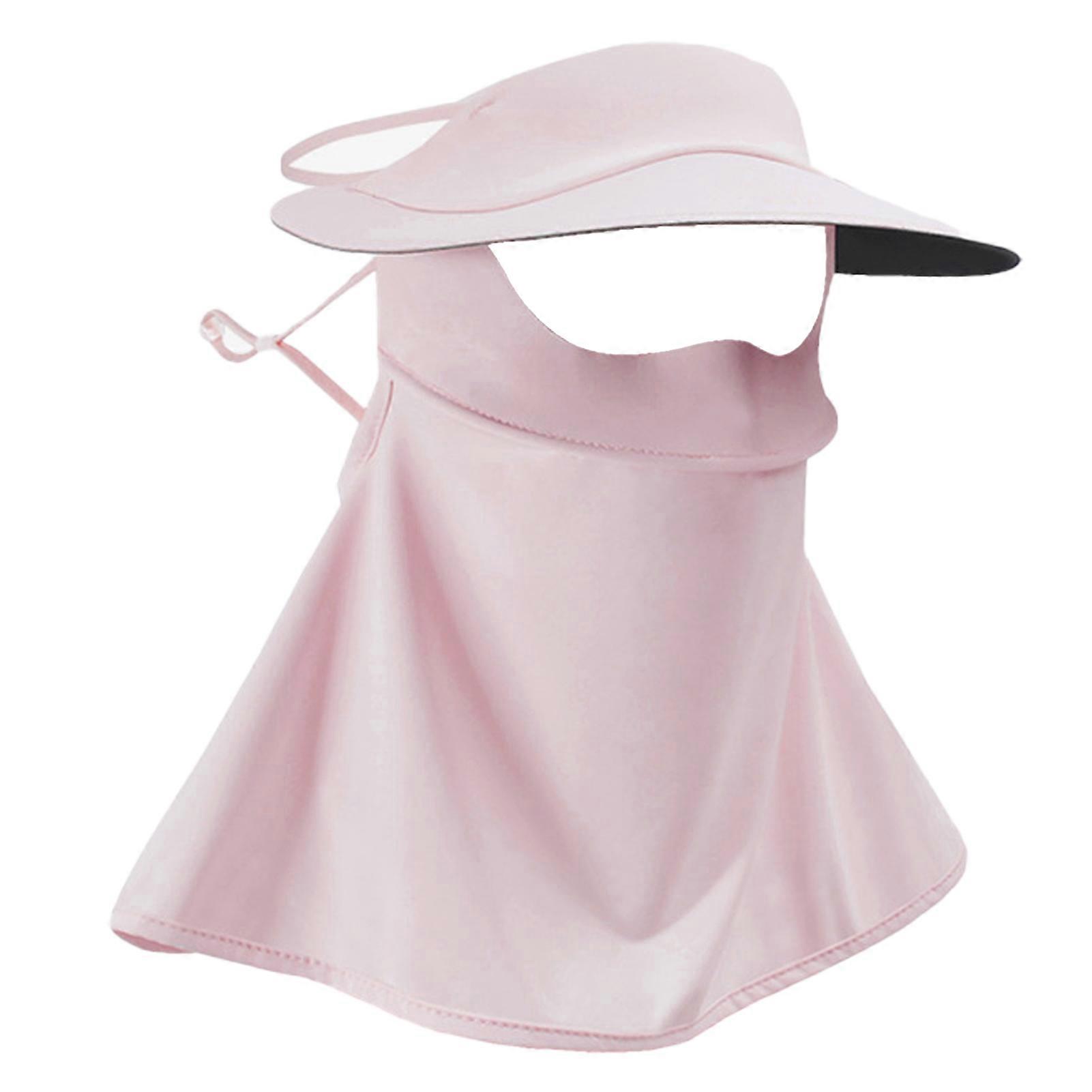 Summer Sun Hat with Face Guard Foldable Beach Hat Solid Color Ice Silk Sun Protection Breathable Quick-Drying Hat