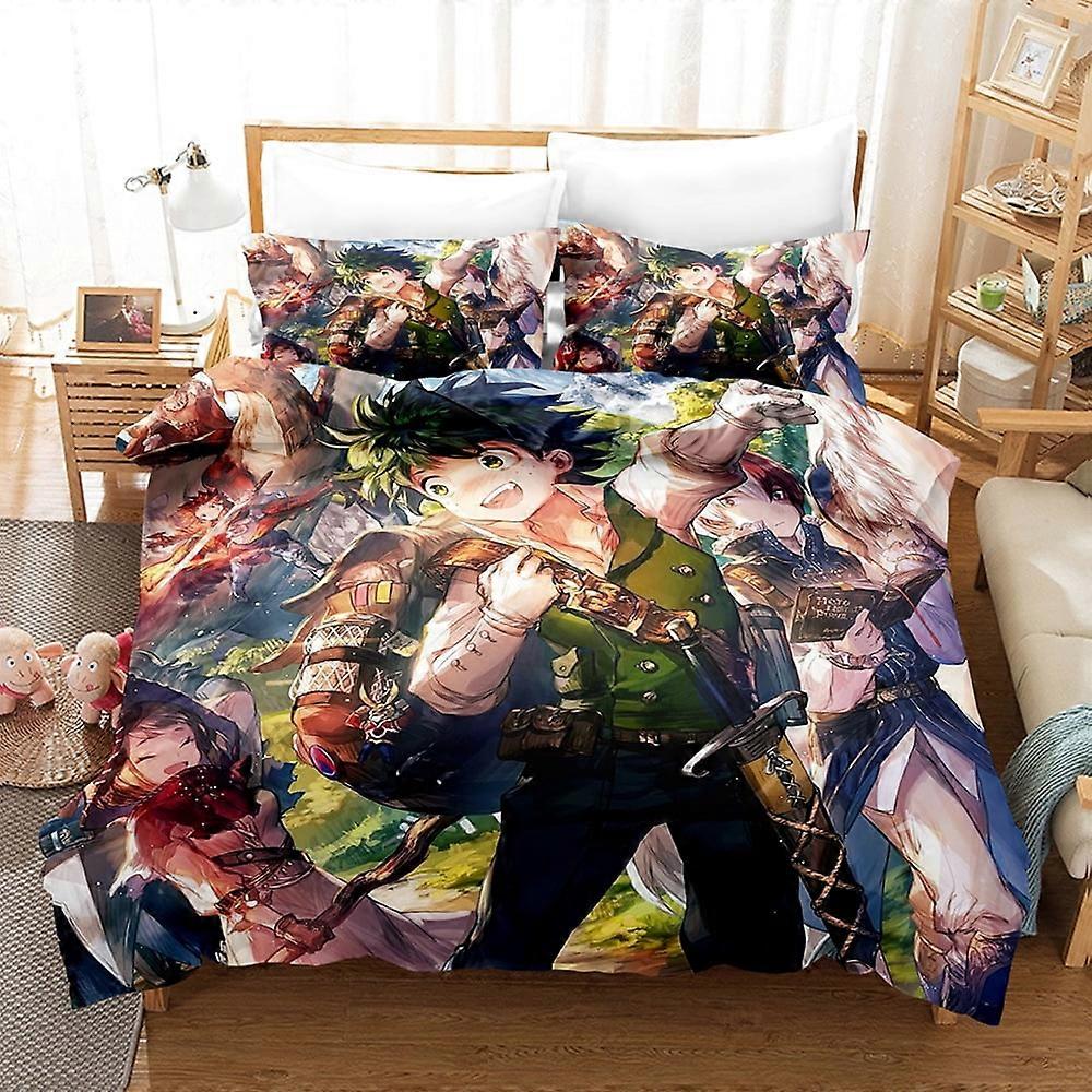 v4832  Bed Sheets Bedding My_Hero_Academia 3 Pcs Comforter Set with 2 Pillowcases,My_Hero_Academia Bedding Set Sheet Set for Kids Adults,All Season Li