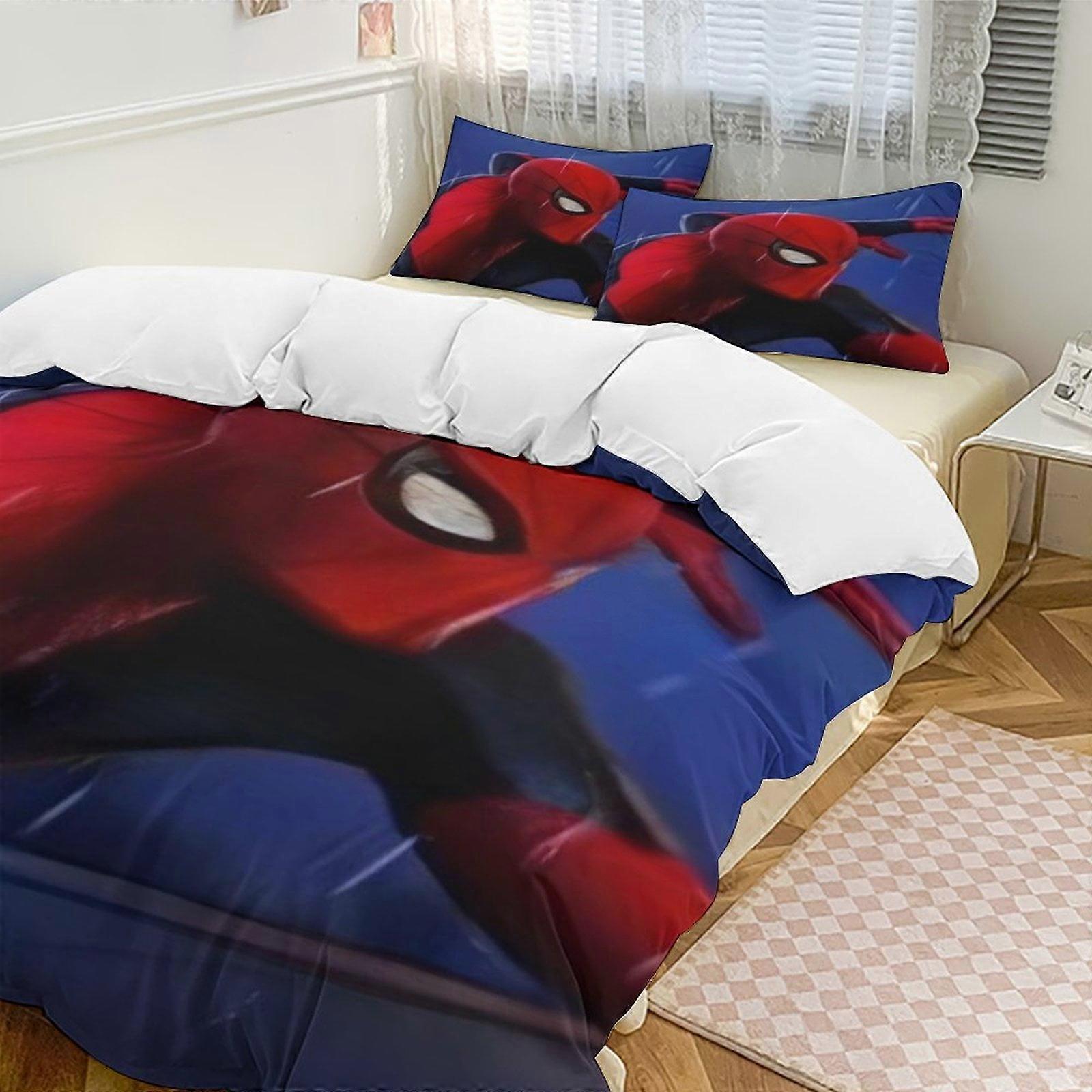 Zm543 Spider Man Bedding Set Comfortable and Lightweight 3-Piece Cartoon Bedding Set (Available in Multiple Sizes) Lc543