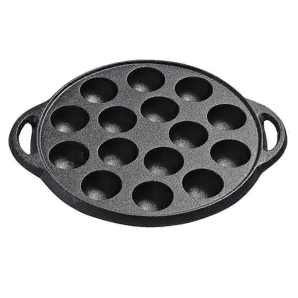 1pc Casting Iron Pan Thickened Frying Pan Practical Snail Pan (15 Holes Black)-jie