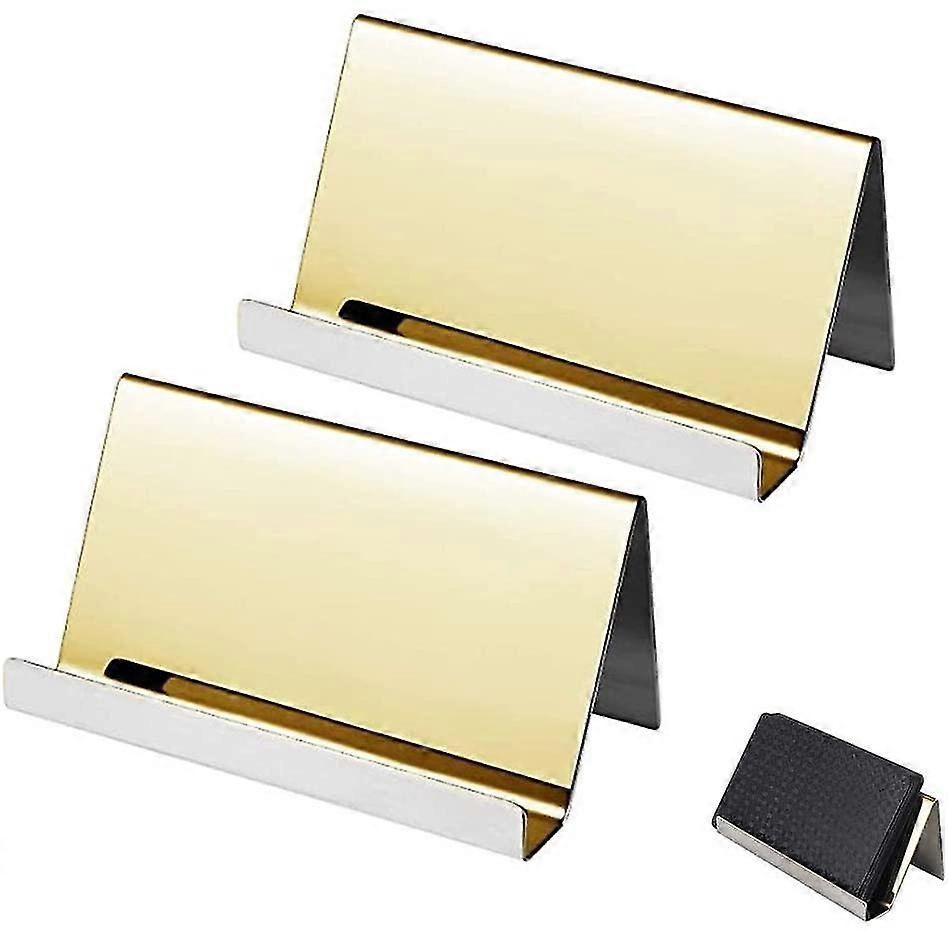 2 stk rustfritt stål visittkort holder, kort display stativ, holdbar rustfritt stål multifunksjonsvirksomhet