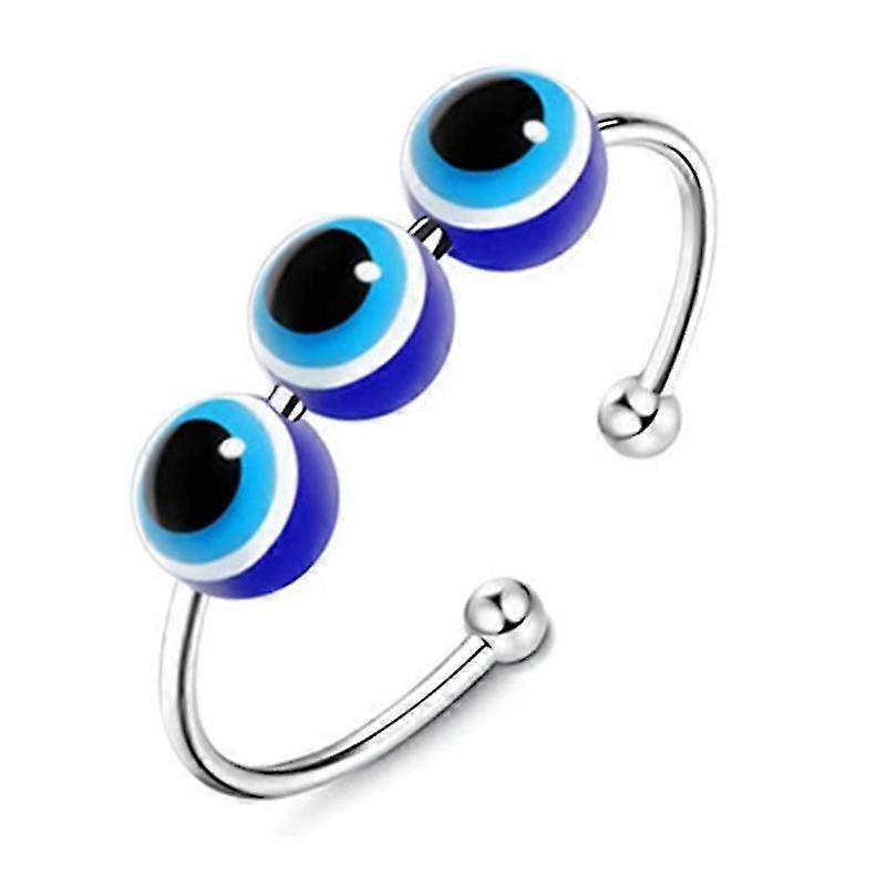 Copper Plating Devil's Eye Ring Anxiety Ring With Bead Swivel Adjustable Ring