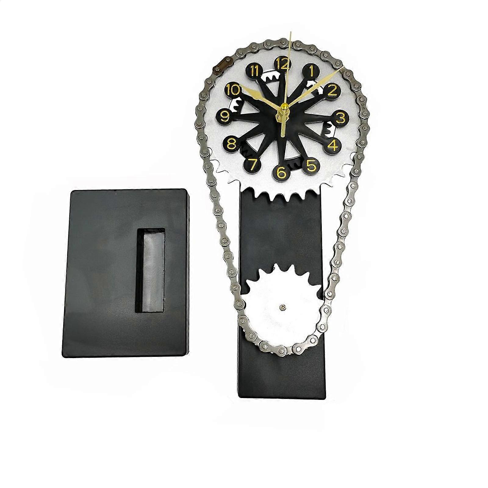Brand New Vintage Table Clock Wall Clock Metal Edition Rotating Gear Clock Timing Chain Clock
