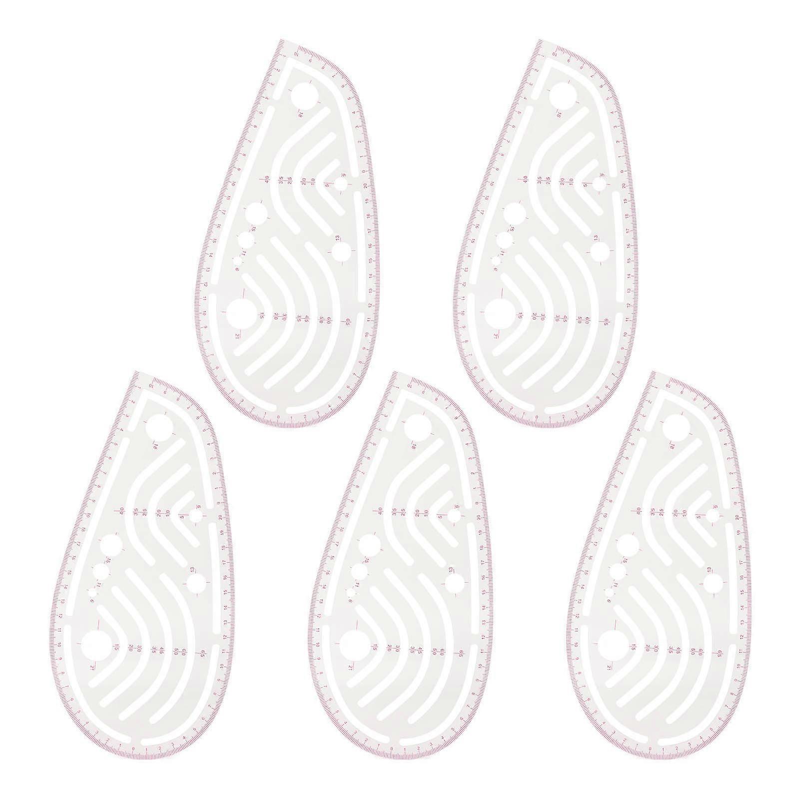 5Pcs Curve Ruler Transparent High Accuracy Multifunction Curve Pattern Sewing Rulers Set for Beginners Tailors Designers