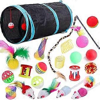 22 stücke Indoor Interaktive Katze Spielzeug Katzen Tunnel Maus Kätzchen Spielzeug Katze Feder Teaser Zauberstab Frühling Spielzeug