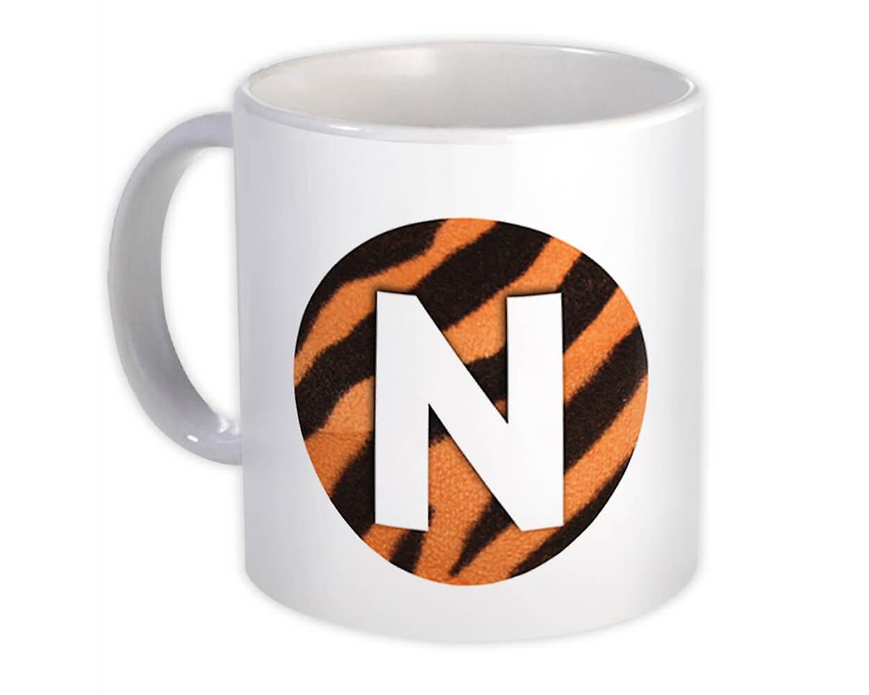 Gift Mug: Monogram Letter N Tiger