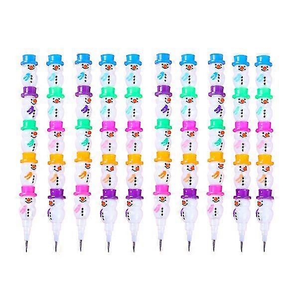 20pcs Christmas Stackable Pencils Snowman Stacking Pencils (assorted Color)