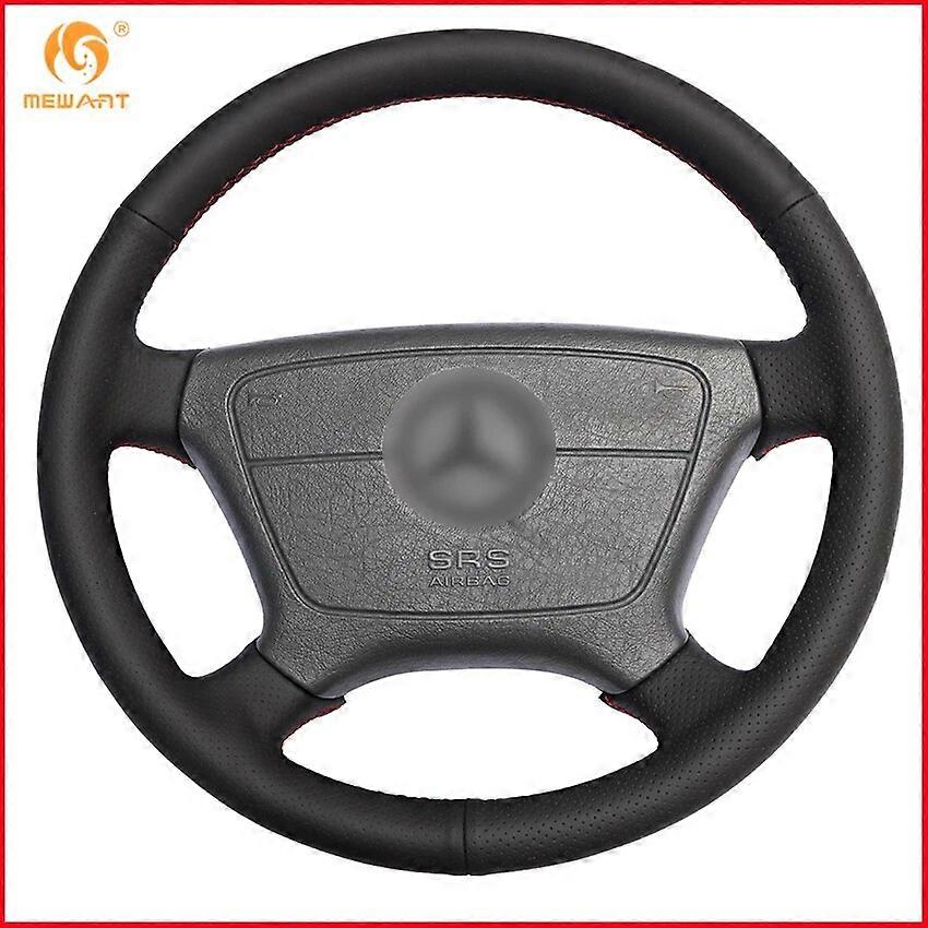 Black Genuine Leather Car Steering Wheel Cover for Mercedes Benz E-Class W210 E 200 240 280 320 1995-2002 W140 S320 350 420 1991