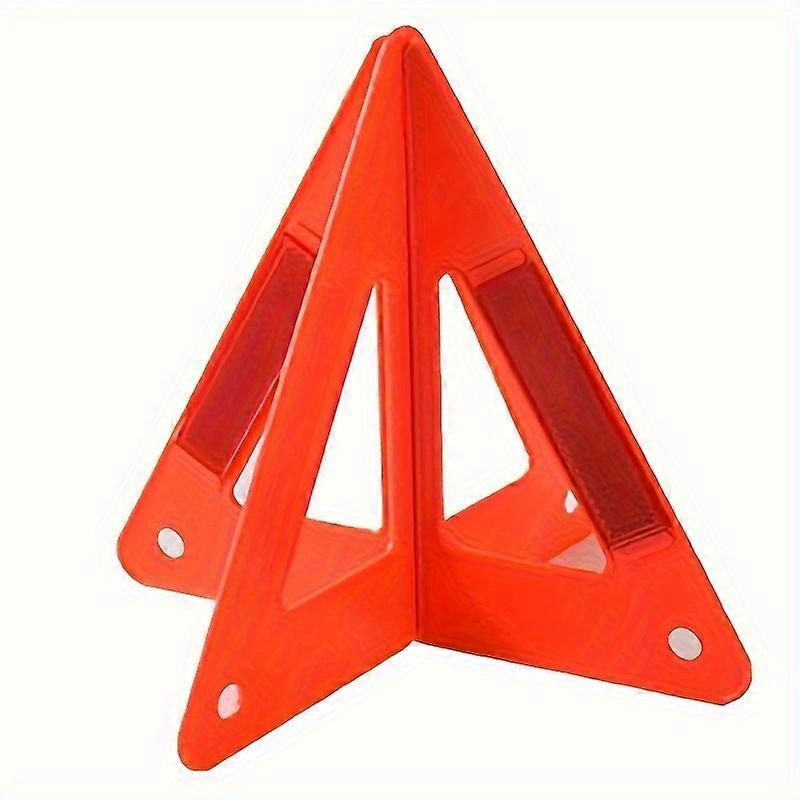 Portable Reflective Car Triangle Warning Sign - Foldable, Solid Standing Tripod For Road Emergency Safety