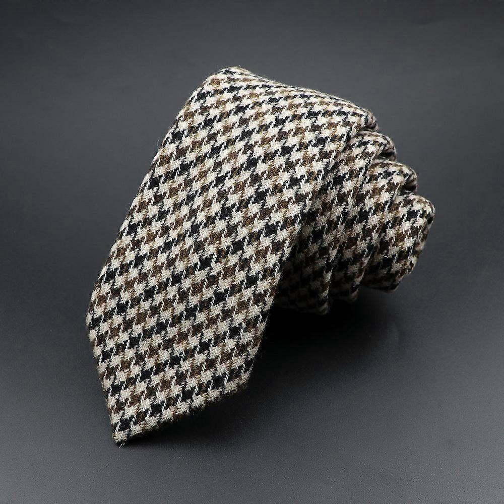 Cashmere Accessory Cravat | Wool Accessory Cravat | Plaid Tie Wool Man | Tie Brown Narrow - Ties