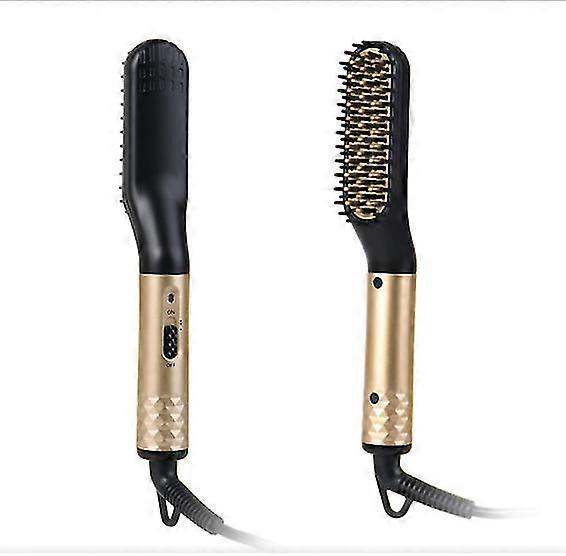 Ionic Beard Straightening Comb, 180C-200C, Adjustable Temperature, Fast Heat (Gold)