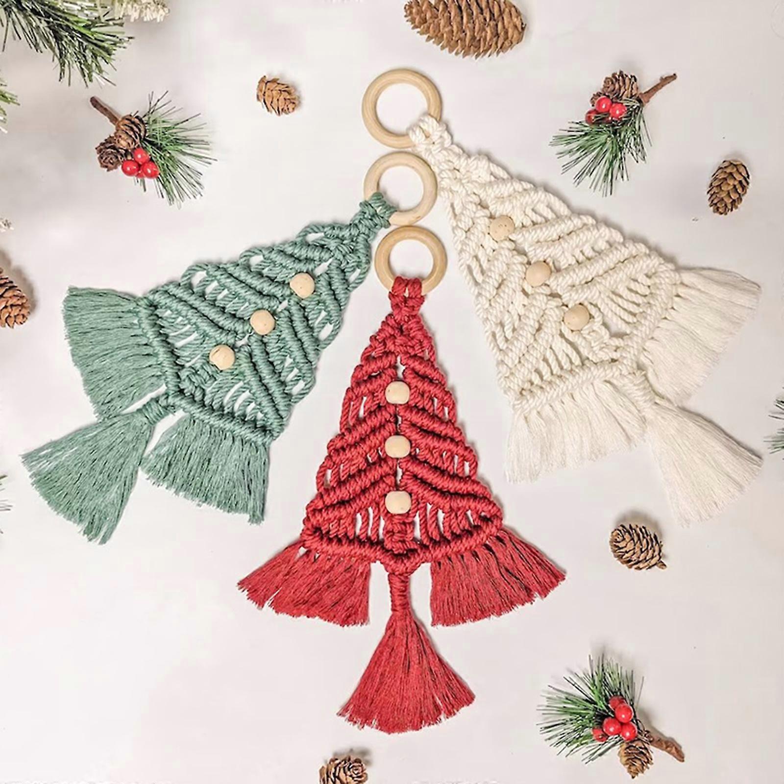 3 Pcs Christmas Tree Macrame Kit | Woven Macrame Christmas Trees Diy ...