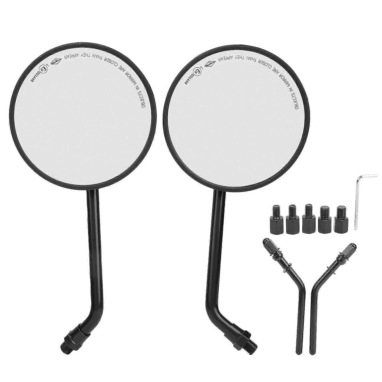 Foldable Motorcycle Mirrors (2pcs) Universal Round Black Handlebar Mount