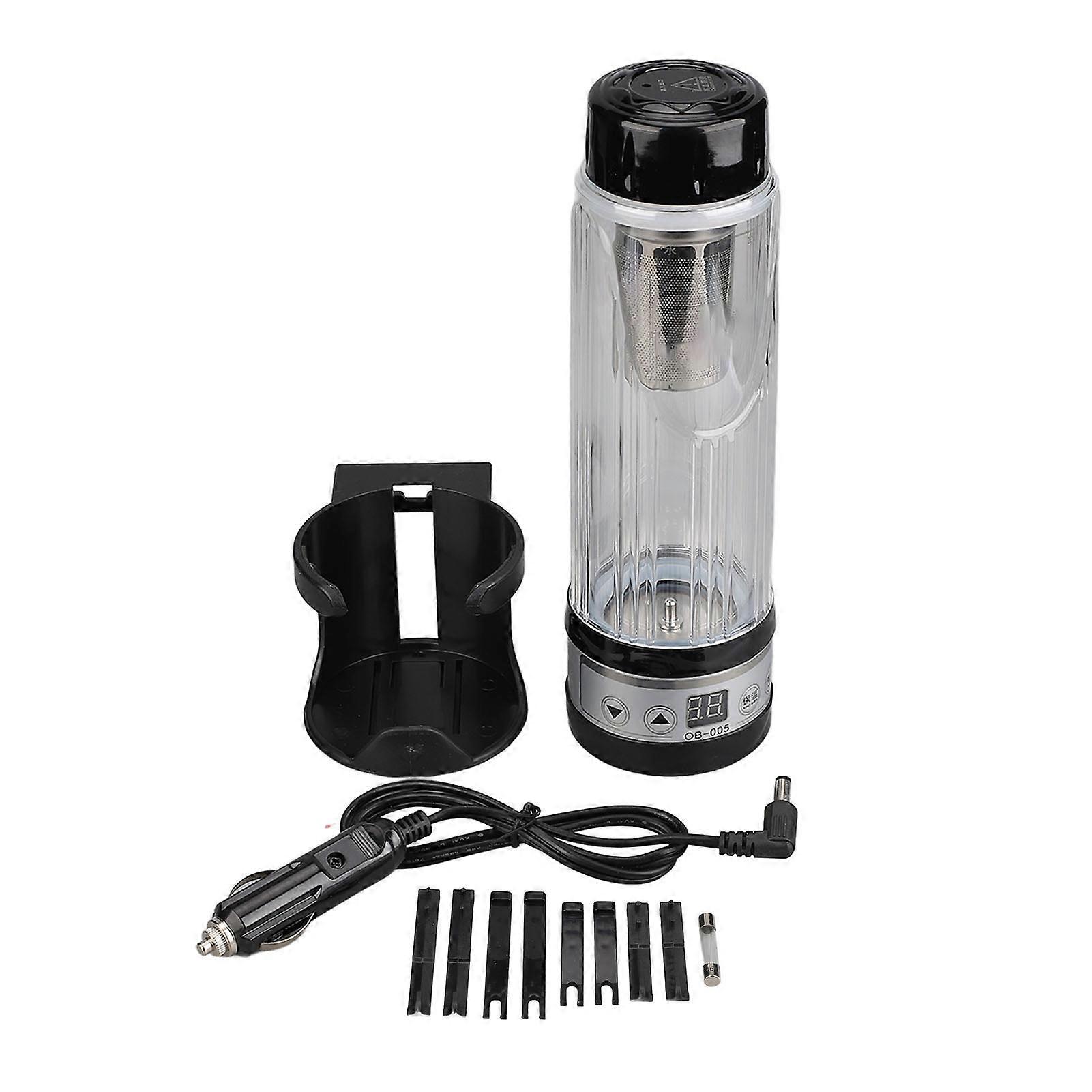 Auto-Heizbecher, Borosilikatglas, 12 V, 24 V, 420 ml, große Kapazität, multifunktionaler elektrischer Autobecher, Schwarz