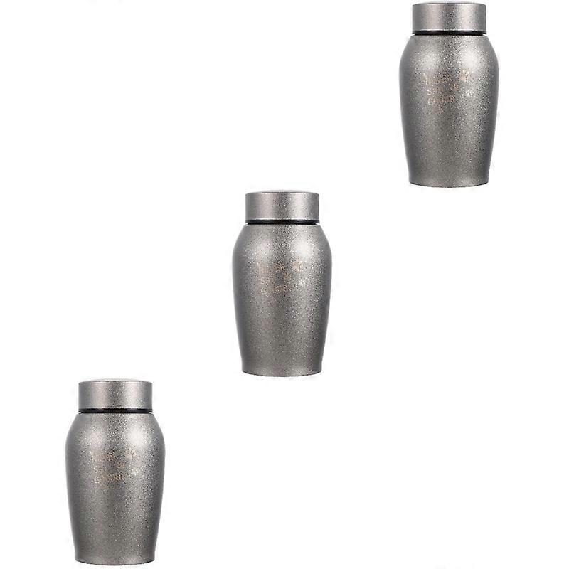 3pcs Dog Cremation Ashes Jar Cat Metal Cinerary Casket Pet Bone Ashes Container Grey 13.2X7cm