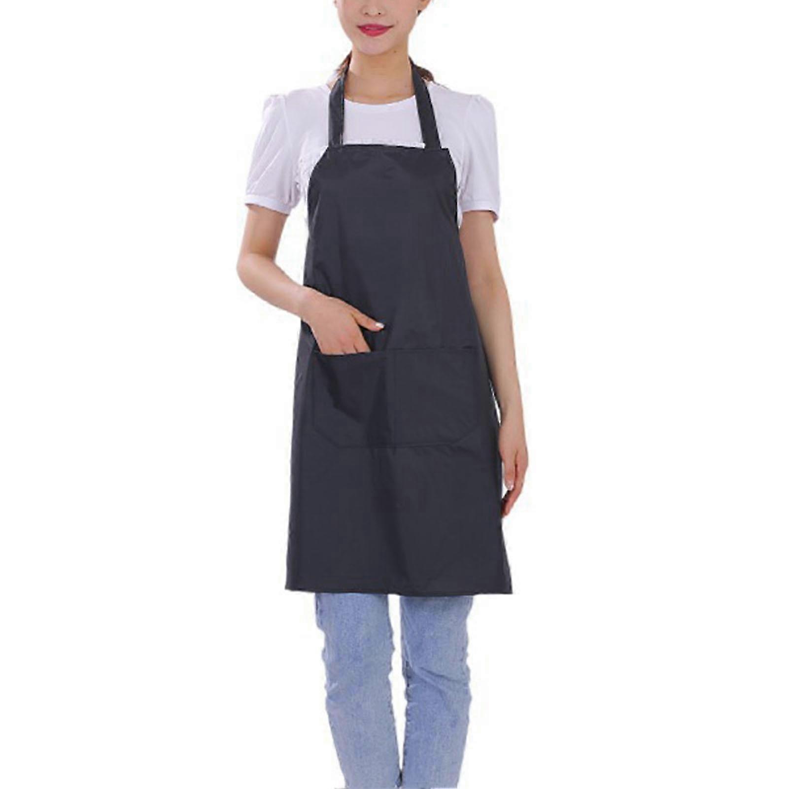 Waterproof Lightweight Black Apron Set with 6 Pieces and Two Pockets for Cooking and Housework for Men and Women