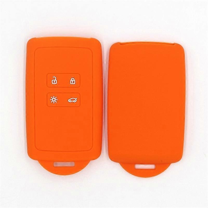 Orange-Car Key Accessory Compatible with Renault Smart Key 4 Buttons - Soft Silicone Shell with Key Fob Head