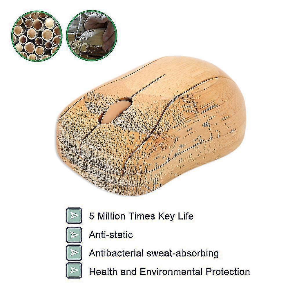 2.4g Wireless Optical Bamboo Mouse 3 Adjustable Dpi Computer Mouse With Usb