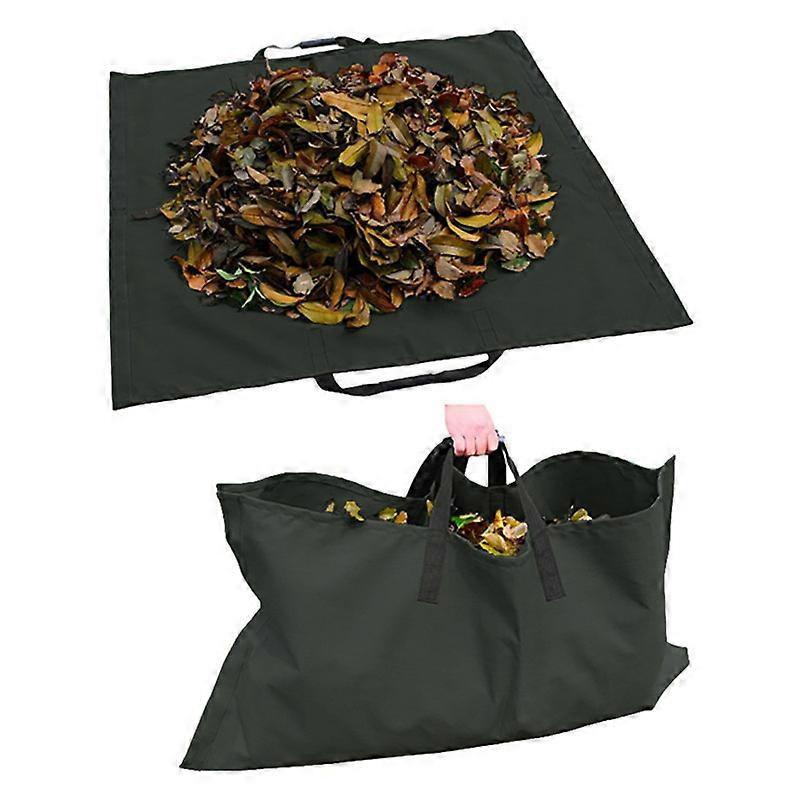 Black Collapsible Garden Garbage Bag 2 in 1 Durable Reusable Waterproof Oxford Waste Bag Green zip Type No Mountain snap (145 142cm)