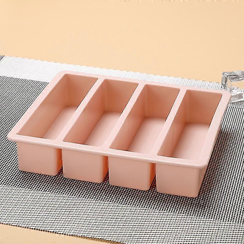 1pc 4 Grid Long Strip Silicone Ice Cubes Square Tray Mold Diy Cube Ice Mold