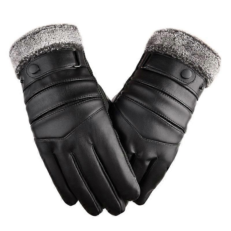 Winter Leather Gloves Fleece Lined Touchscreen Gloves