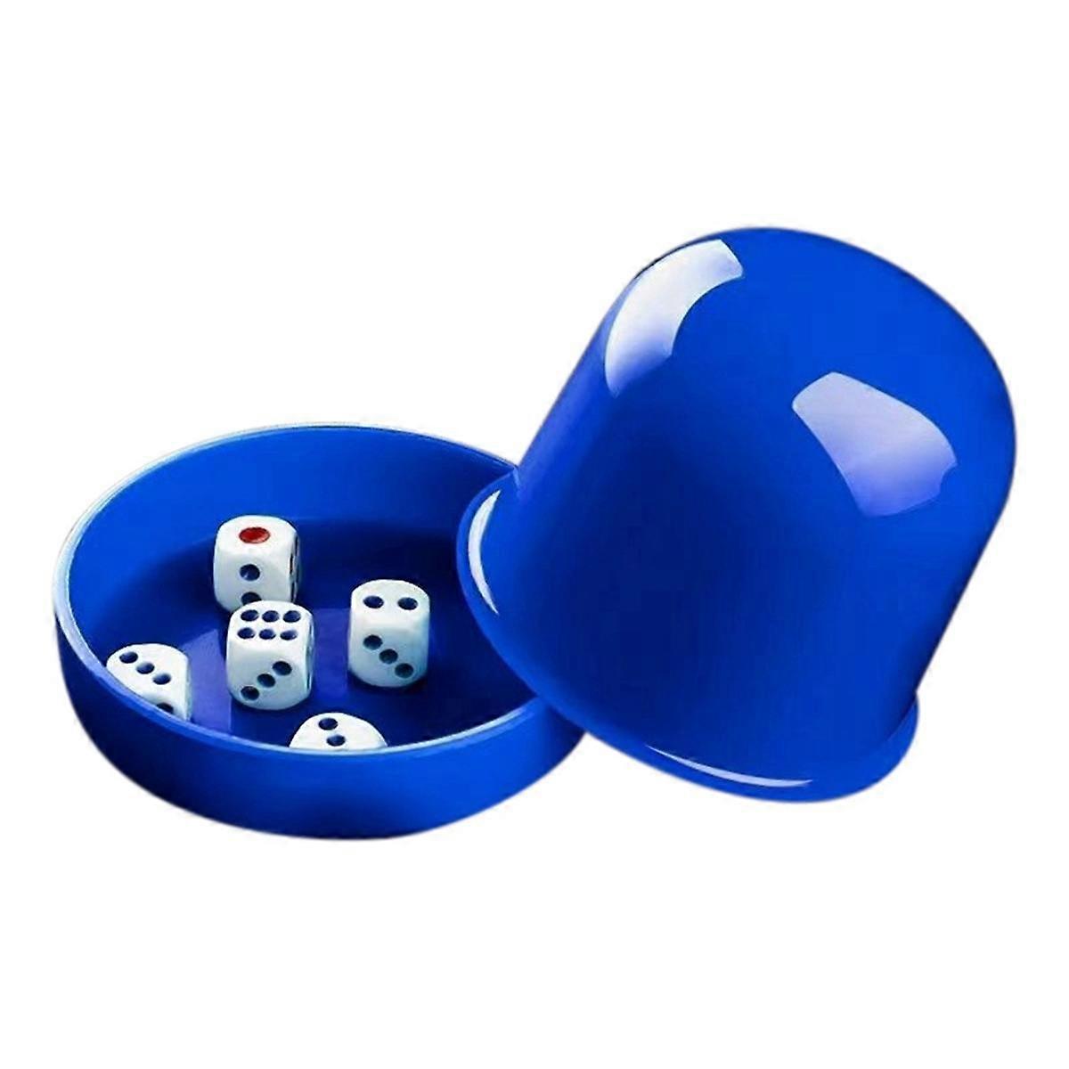 Plastic Poker Dice Cup Set with 5 Dices Shaking Cup Drinking Board Game Dice Box Blue