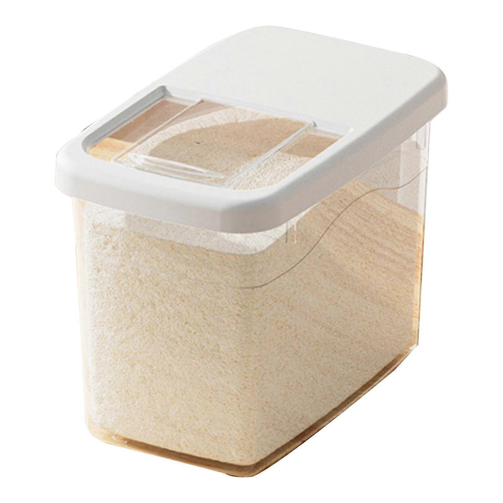 Rice Storage Box Large Capacity Dustproof Transparent Rice Grain Storage Container with Measuring Cup Kitchen Supplies Jikaixiang