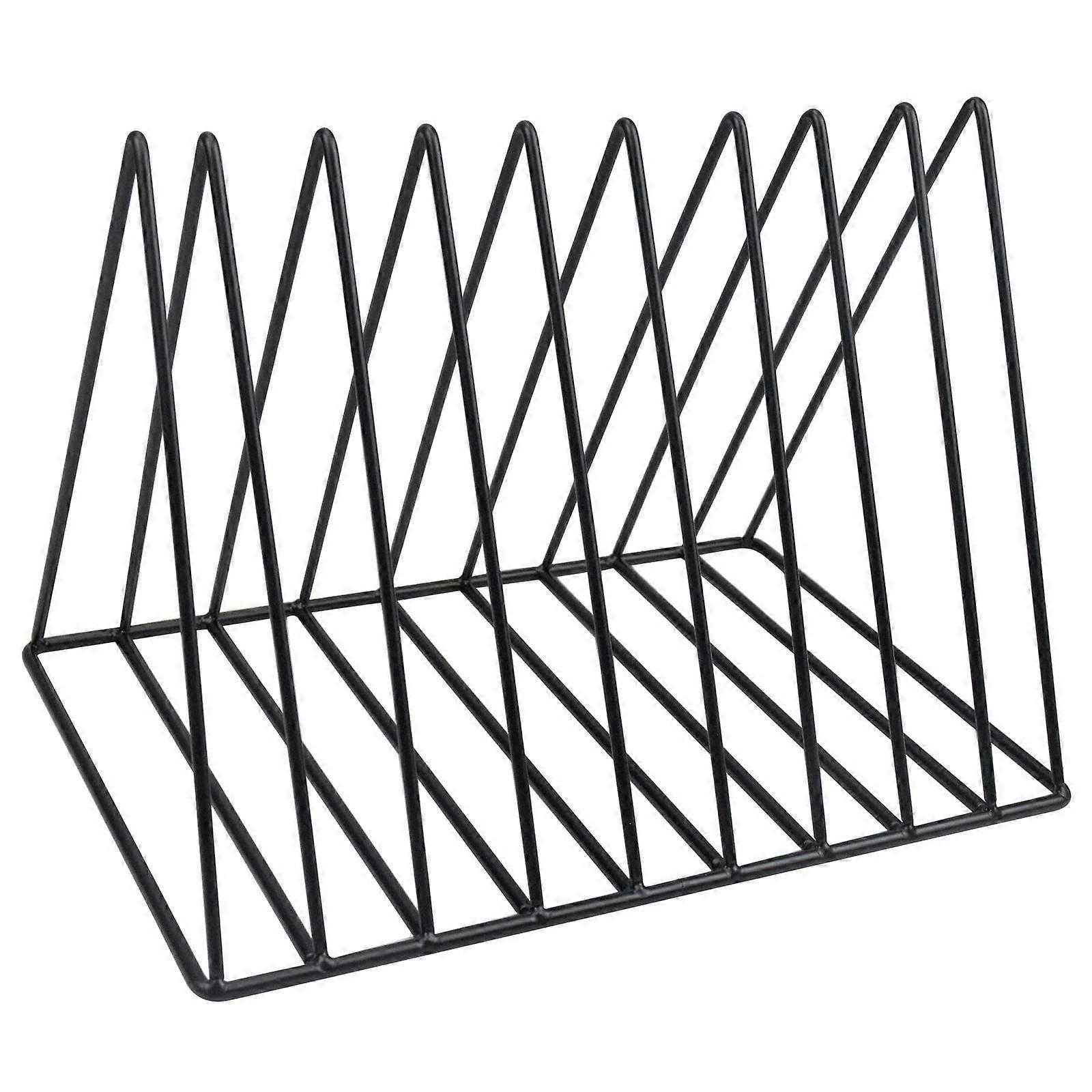 Triangular desktop storage rack, 9-slot metal record rack, freestanding, file rack, multifunctional desk storage rack bookshelf