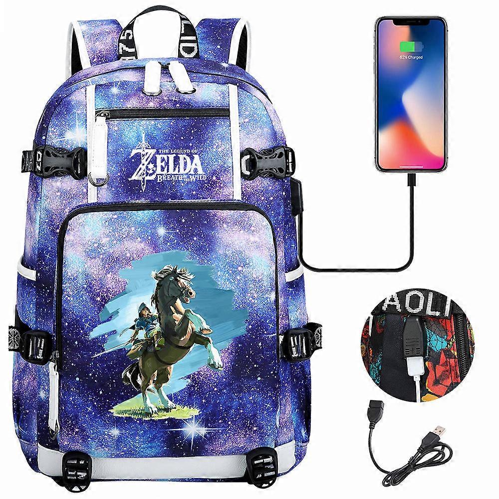 זלדה: Breath of the Wild Eye משחק תיק גב USB | תיק בית ספר לסטודנטים קוספליי למעריצי BotW | תיק מחשב נייד לנסיעות יוניסקס למחשב ומשחקים באיכות גבוהה