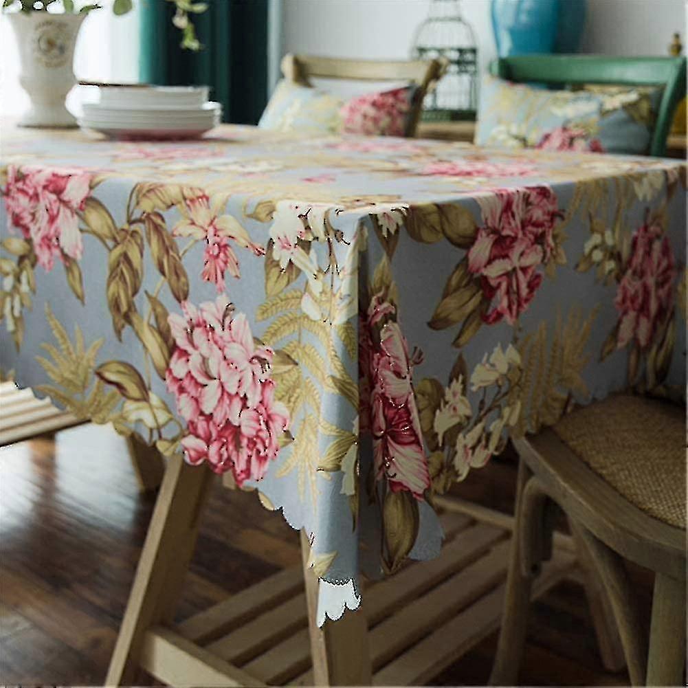 Floral Print Tablecloth, Waterproof Printed Tablecloth, Oil-proof/wrinkle-free/stain-resistant Polyester Tablecloth For Kitchen Room, Rectangular Tabl