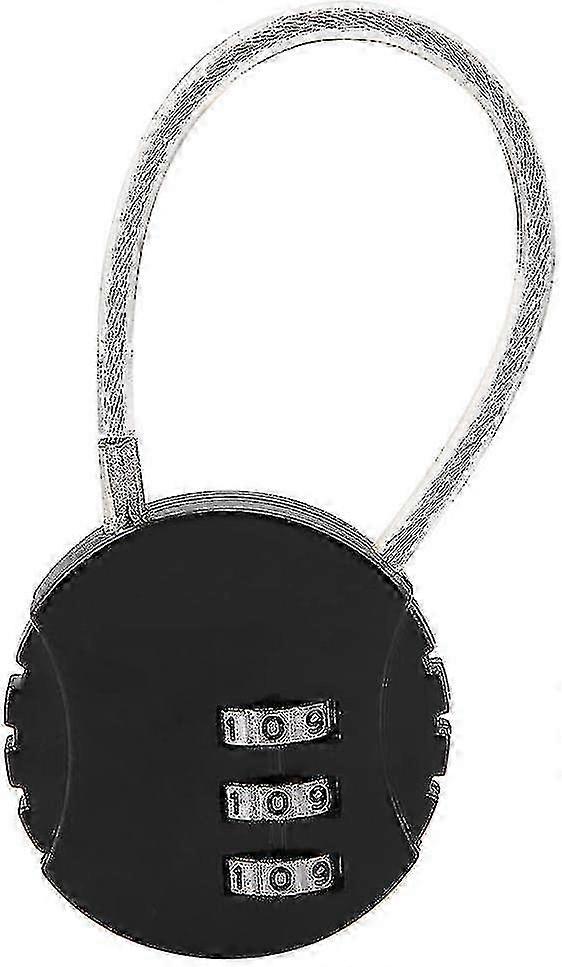 Security Padlock With Steel Cable 3 Digits Code For Suitcase Backpack