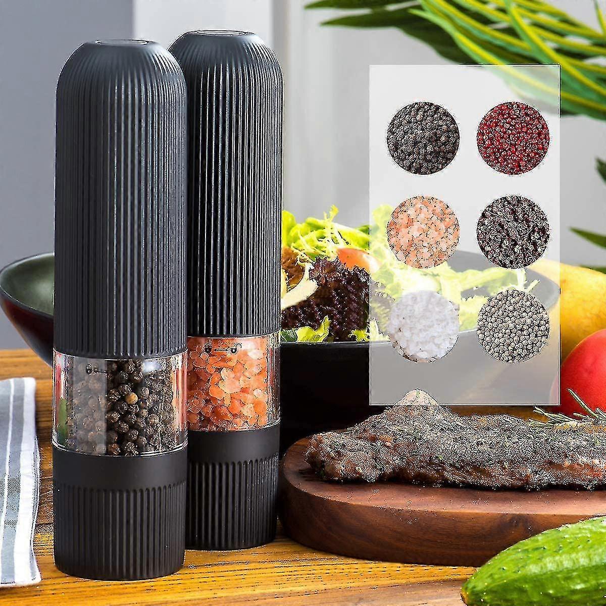 2pcs Automatic Pepper Grinder And Salt Grinder Electric Grinders In Durable