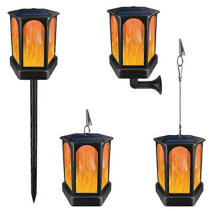 96Leds solar light hexagonal flame light for garden yard patio path