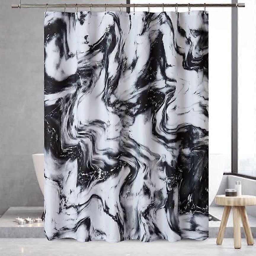 Schwarz-Weiß-Duschvorhang, abstrakte Marmor-Duschvorhänge für das Badezimmer Dcor, strukturiertes wasserdichtes Stoff-Duschvorhang-Set mit 12 Metallhaken
